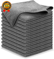 Microfiber Cleaning Cloth Grey 12 Pcs 12.5"X12.5" High Performance 1200 Washes