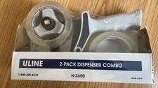 New Uline Heavy Duty Packing 2'' Hand-Held 2-Pack Tape Dispenser Combo H-2650