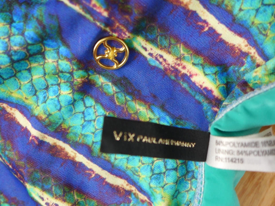 VIX Traje de Baño Paula Hermanny Azul Verde Piel de Serpiente Falda 2 piezas Parte Superior S Parte Inferior M Foto 2 de 4