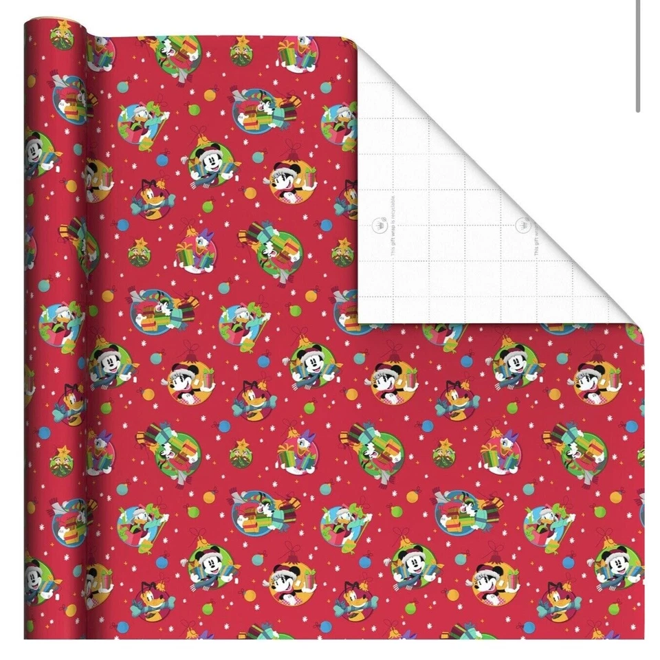 Hallmark Wrapping Paper Christmas Disney Mickey Mouse and Friends Red 25 sq ft - Image 2 of 4