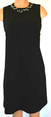 BOUTIQUE MOSCHINO Black Sleeveless Round Neck With Silver Rings Applique Size 44