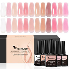VENALISA 3 in 1 Rubber Base Gel for Nails, 12 Colors Jelly Gel Nail Polish Set N