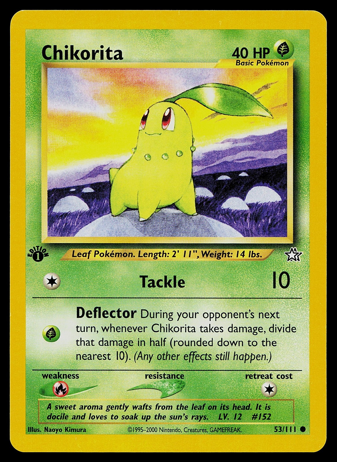 Pokemon Card - Chikorita Neo Genesis 53/111 Common 1st Edition