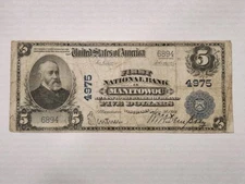 1902 $5 FNB of Manitowoc Wisconsin National Currency Charter #4975