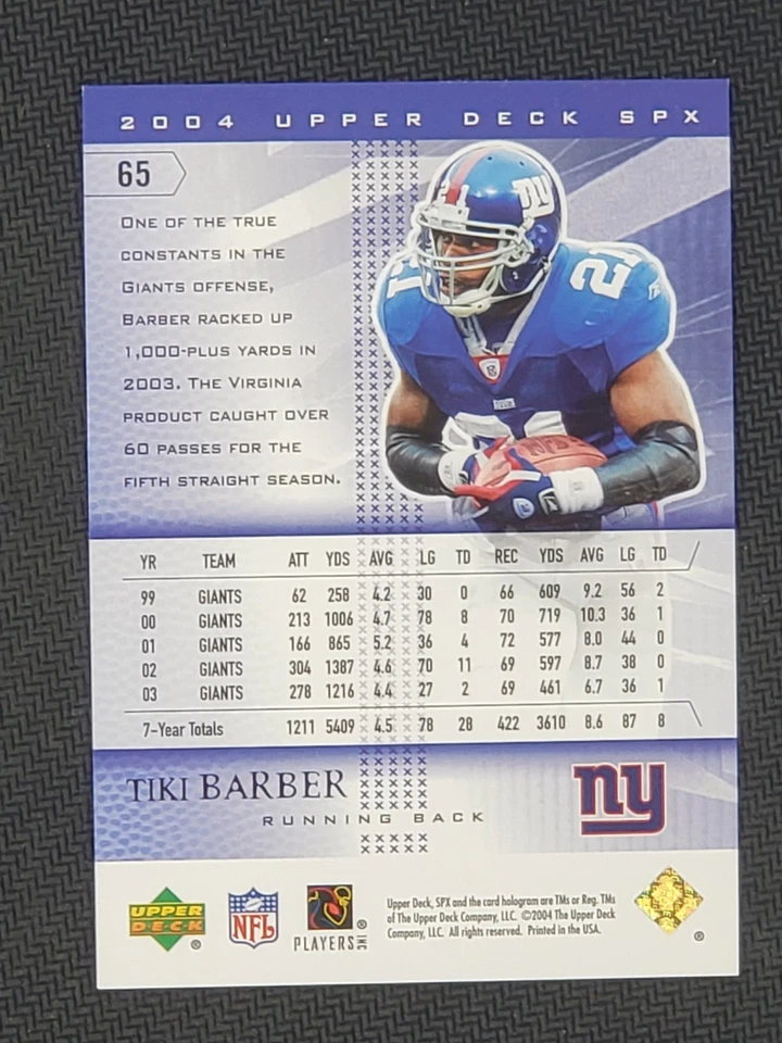 2004 SPx Tiki Barber Spectrum #65 9/25 - Image 2 of 2