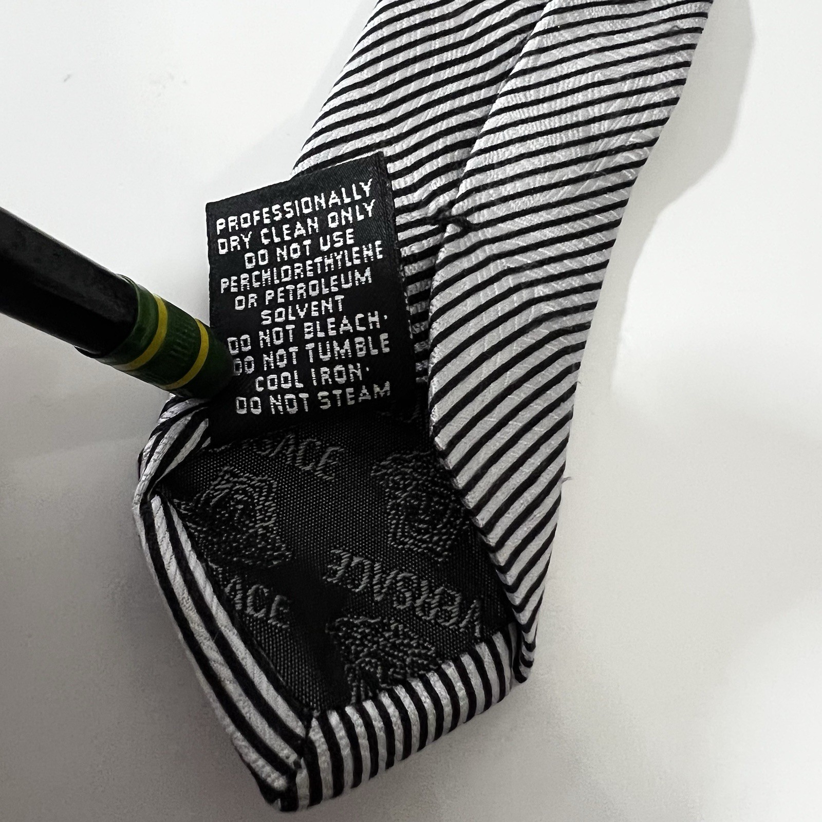 VERSACE Black&Silver Split Pattern Silk Luxury Ti… - image 8