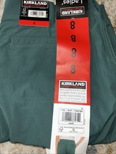 Kirkland Signature Ladies' Travel Pants Stretch Zip Utility Green Size 8 Ca