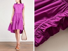 Women Ulla Johnson Round Neck Ruffle Mini Dress 