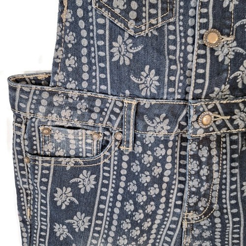 12K Overalls Teen Girls Size 16 Blue Denim Hippie Pattern 6 Pocket Cotton Blend - Imagen 7 de 16