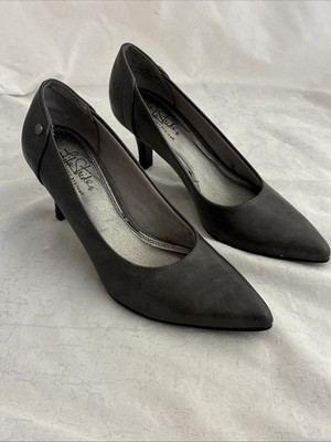 Life Stride Soft System High Heels Women s Gray Faux Leather  Size 7N (MC)
