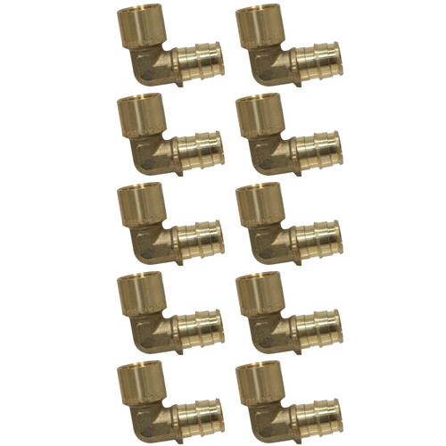 10 Pack XFITTING 1/2" Pex A Female Sweat Elbow, 1/2 Expansion Female Sweat Elbow