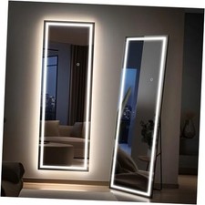 66x22 Frameless Full Length Mirror, Dimmable 3 Color LED 66x22"Frameless-led