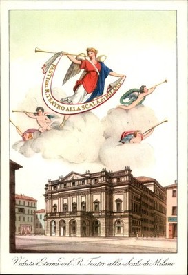 Italy Milano R. Teatro Alla Scala Di Milano Angels Tumpets Art Postcard