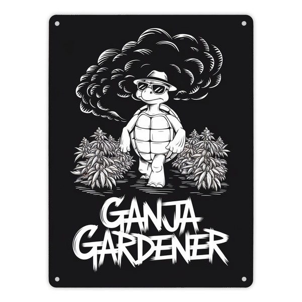 Ganja Gardener Metallschild XL In 21X28 Cm Mit SchildkröTe-image
