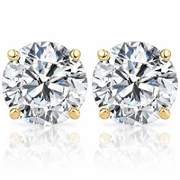 1 1/2ct TW Round Excellent Cut Diamond Studs 14k Yellow Gold Lab Grown Earrings