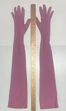 VINTAGE GLOBE Opera Gloves pink w/ Button Closure Formal Wear 27" size 6 1/2 USA