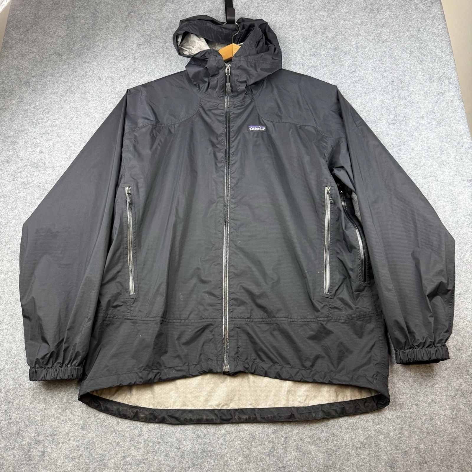 Patagonia Rainshadow Waterproof Hiking Jacket BLACK Size XL Men’s Full Zip