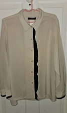 Weekend Max Mara Silk Blouse With Black Trim Sz  16