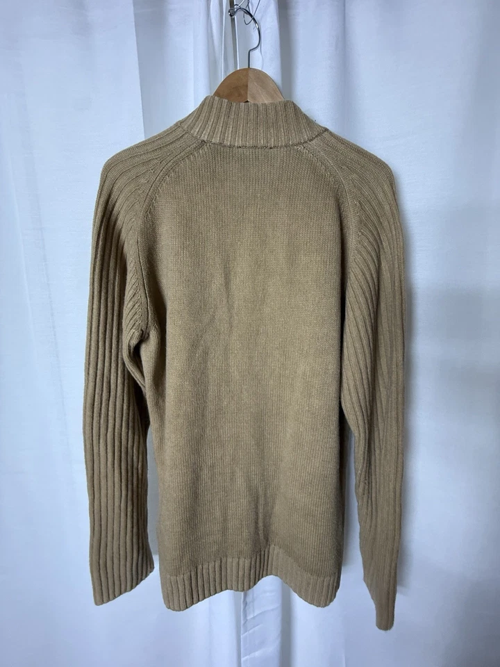 Cárdigan Timberland Para Hombres Bronceado Cremallera Completa Lana Simulación Grande Y2K Professor Foto 2 de 4