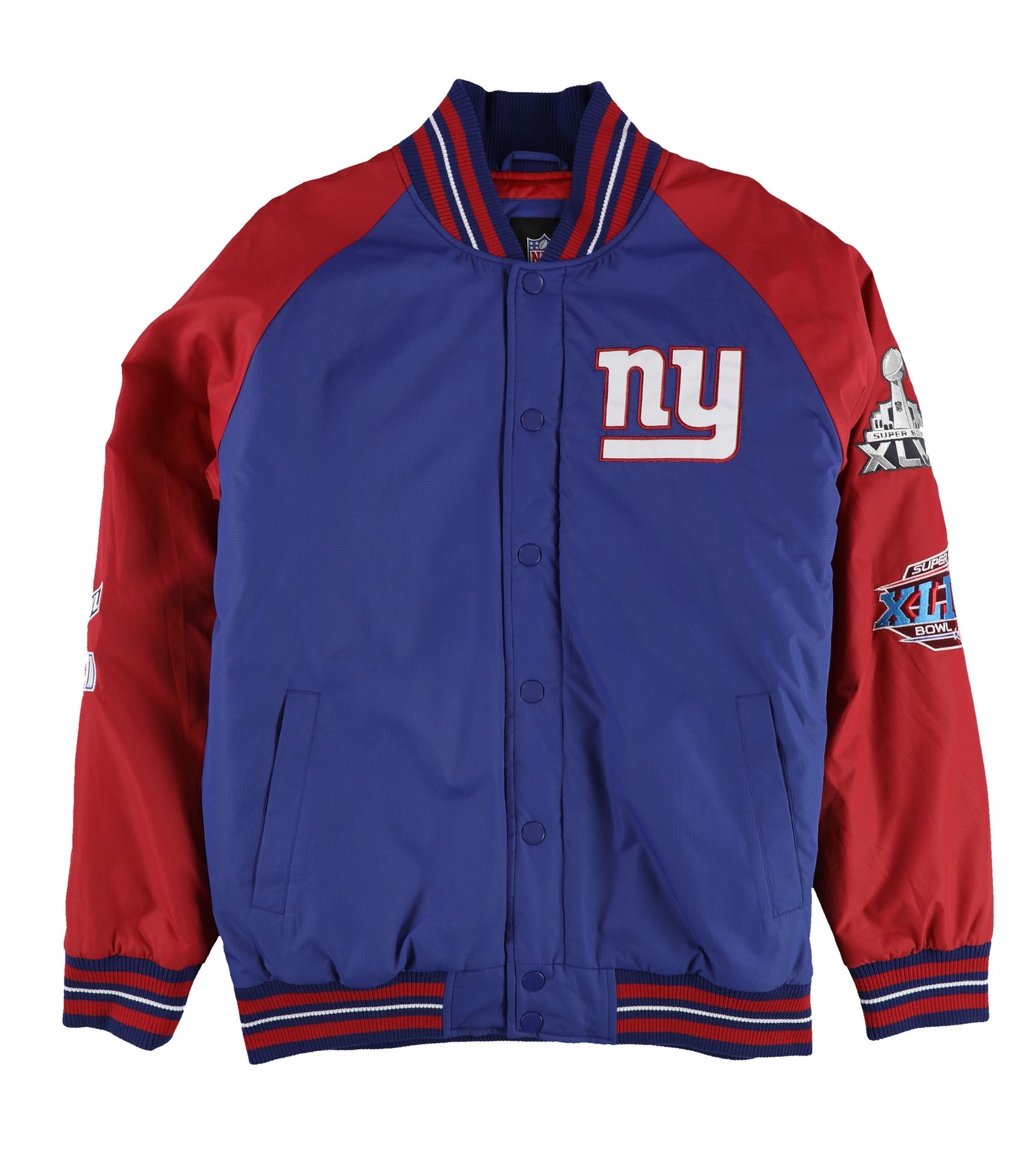 NFL Mens 4X Super Bowl Champions NY Giants Varsity Jacket, Blue, Large