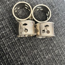 Vintage Silver Plated Napkin Rings Cherries On Stem Fruit Set Of 4