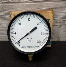 Dresser Ashcroft 0- 30 PSI Pressure Gauge 4-1/2" Face 1/4"