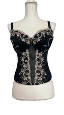 Vintage 90s/Y2K RARE Euro  Stefani  Embroidered Corset Top - Clubwear Size 38DD