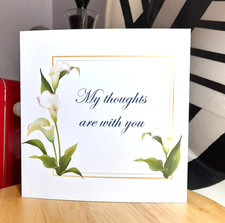 Image of My Our thoughts are with you Sad occasion White Lily border 14.4cm blank