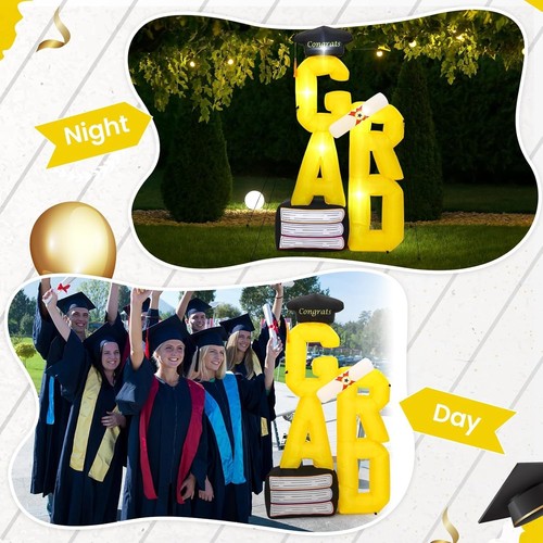 Letrero de graduación inflable grande de 6 pies con accesorios de estabilidad - exhibición de patio - Imagen 8 de 9