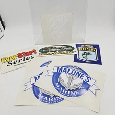 7 Vtg Bass Fishing Decals Stickers B.A.S.S. EverStart Malone's Sportsmen's Edge