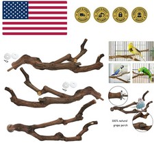 Natural Parrot Perch Bird Stand Pole Wild Grape Stick Paw Grinding Fork Parak...