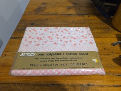 St Michael M&S Vintage Floral Pink Bettlaken New Old Stock