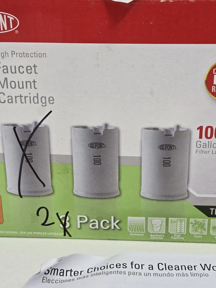 2 PACK (Not 3) Dupont Faucet WFFMC103 Mount Water Filter Cartridges 100 Gallon - Image 4 of 4