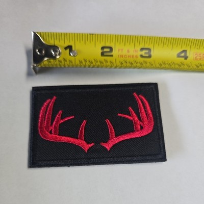 Antlers elk horns red on black Hook Loop Morale Patch 2x3