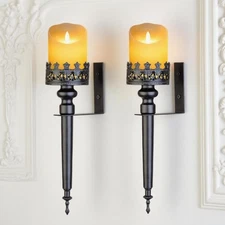Wall Sconce Candle Holder Set of 2, Scepter Design Metal, Home Decoration for...