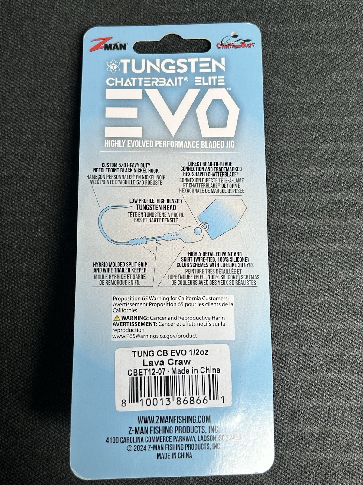 Z-Man  Tungsten Chatterbait Elite Evo 1/2oz Lava Craw. - Image 2