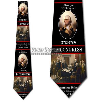 Declaration of Independence Tie Historical Patriotic Necktie Men's America Ties