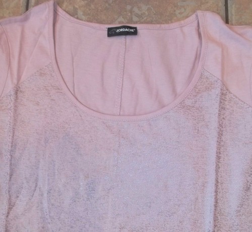 Plus JORDACHE~FOIL TOP~NEW sz 1X 2X 3X~Black-Pink-Silver Shirt T-shirt~Metallic - Picture 9 of 10