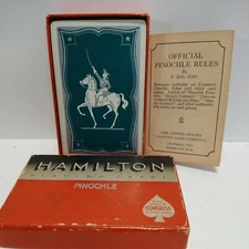 Vintage Hamilton Pinochle Playing Cards by Congress USPC w/ Box & Rules Booklet