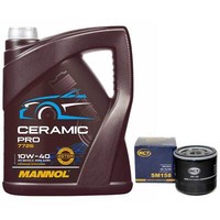 MotoröL Set 10W-40 Mannol 5 Liter + ÖLfilter SM 158 FüR Alfa Romeo Fiat Lancia
