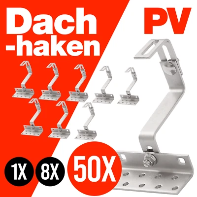 FIREND24 Dachhaken Photovoltaik Solarmodule Solarpanel PV Ziegeldach Befestigung Halter