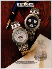 1994 PRINT AD KRIEGER Watch Velocita Chronometer In Swiss Stainless Or 18kt Gold