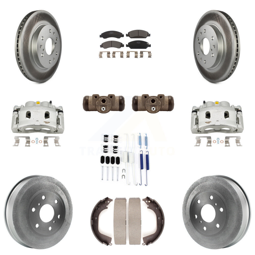 GMC Front & Rear Brake Caliper, Coated Rotor, Drum, Ceramic Pad, Shoe Cylinder Kit