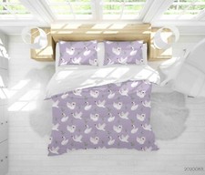 3D Swan Plant Pattern Purple Quilt Cover Set Duvet Cover Bedding Pillowcases