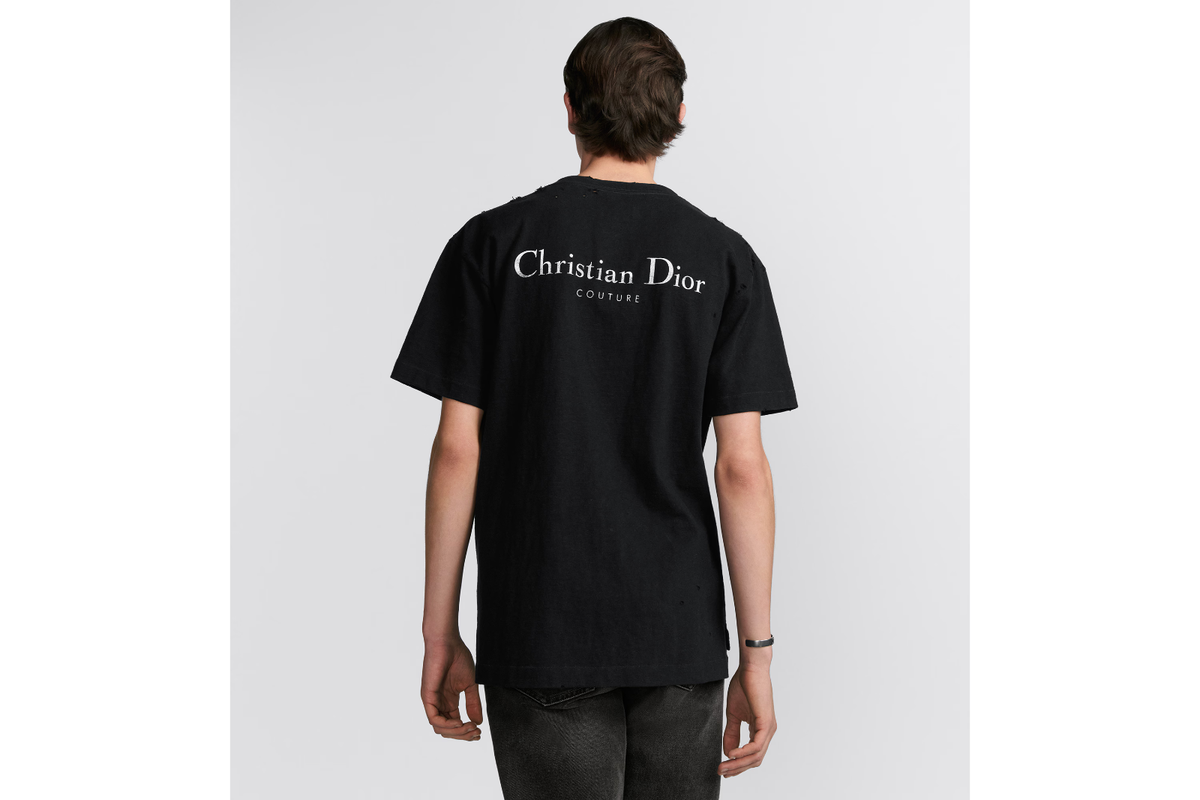 Christian Dior Couture TShirt,Black Distressed Jersey Relaxed Fit