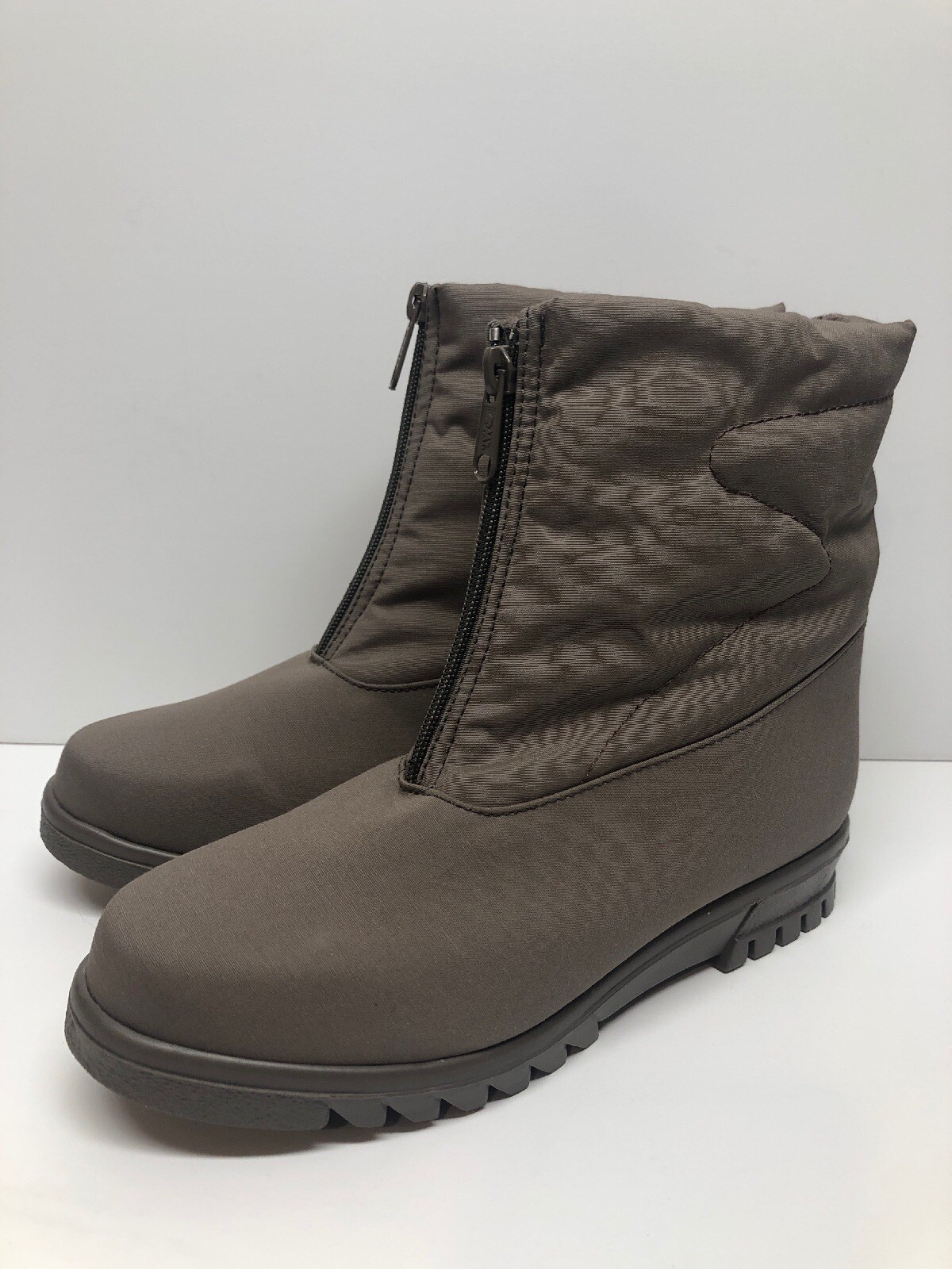 Toe Warmers Canada Womens Taupe Winter Zip Front Insulated Boots 7.5