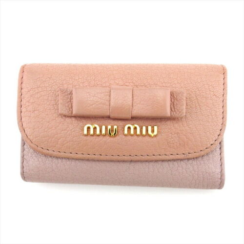 Miu Miu Miu Key Case Cinta Cuero Rosa Auténtico USADO D2505 - Imagen 1 de 11