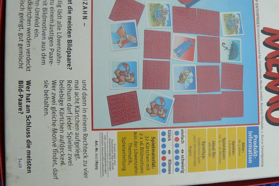 3638:Löwenzahn Memo noris zdf enterprises gebraucht vollständig Zustand sehr gut - Bild 2 von 2