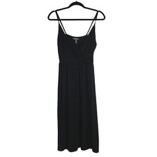 ModCloth Womans Midi Little Black V-Neck Cross Front Tank Top Knit Dress Size M