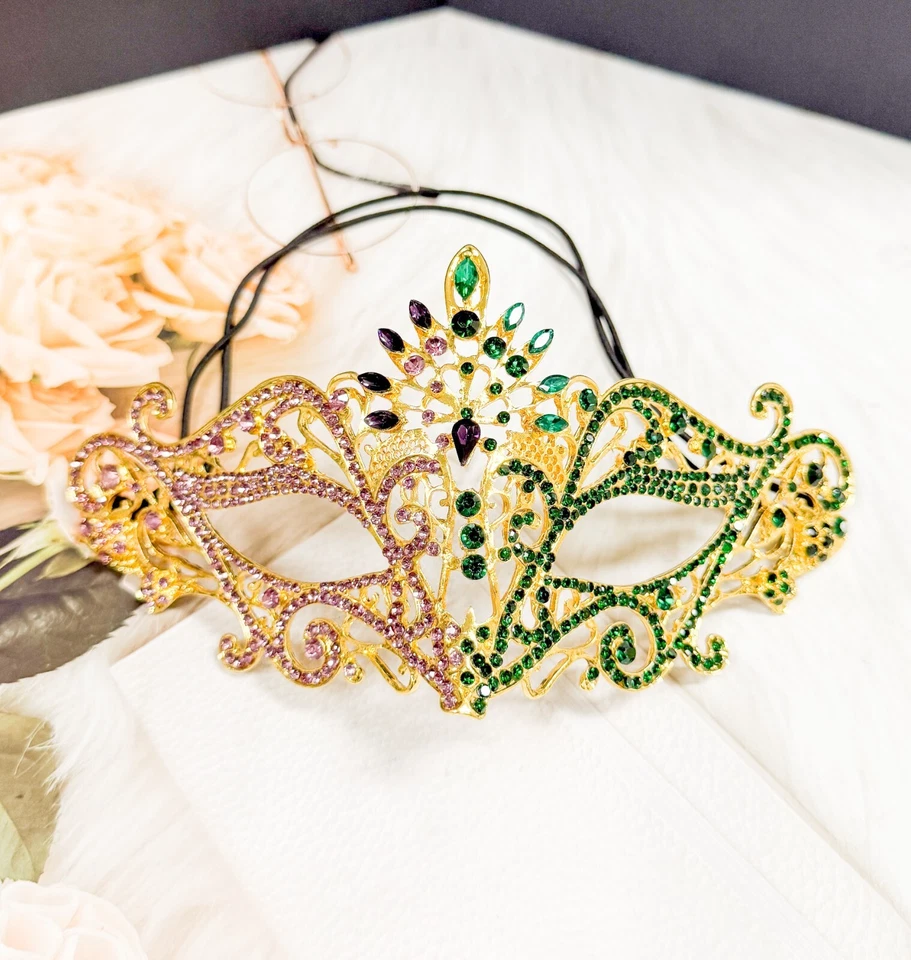 Mardi Gras Mask, Masquerade mask, Party Mask, Rhinestone Mask, Carnival Eye Mask - Image 3 of 4